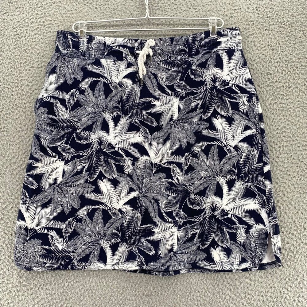 Talbots Skirt Womens Large Navy Fern Floral Mini A Line Stretch Pockets Beach*